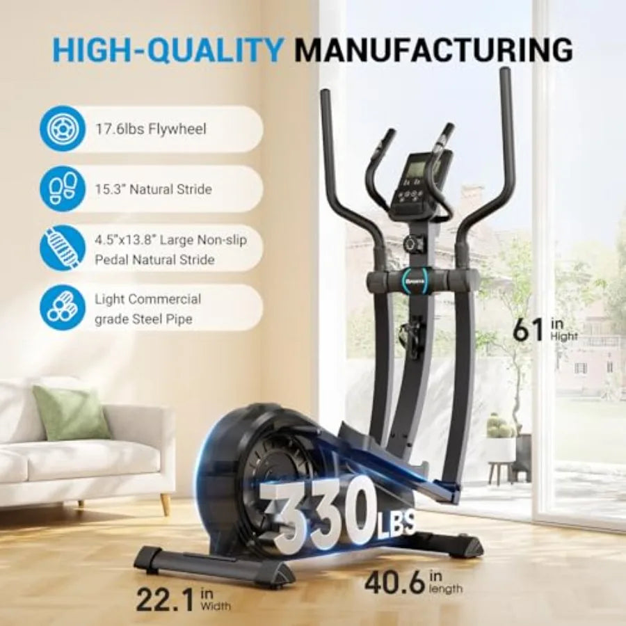 THERUN Elliptical Exercise Machine Hyper-Quiet Magnetic Elliptical Machine for Home 15.3IN Stride Elliptical Training Machines