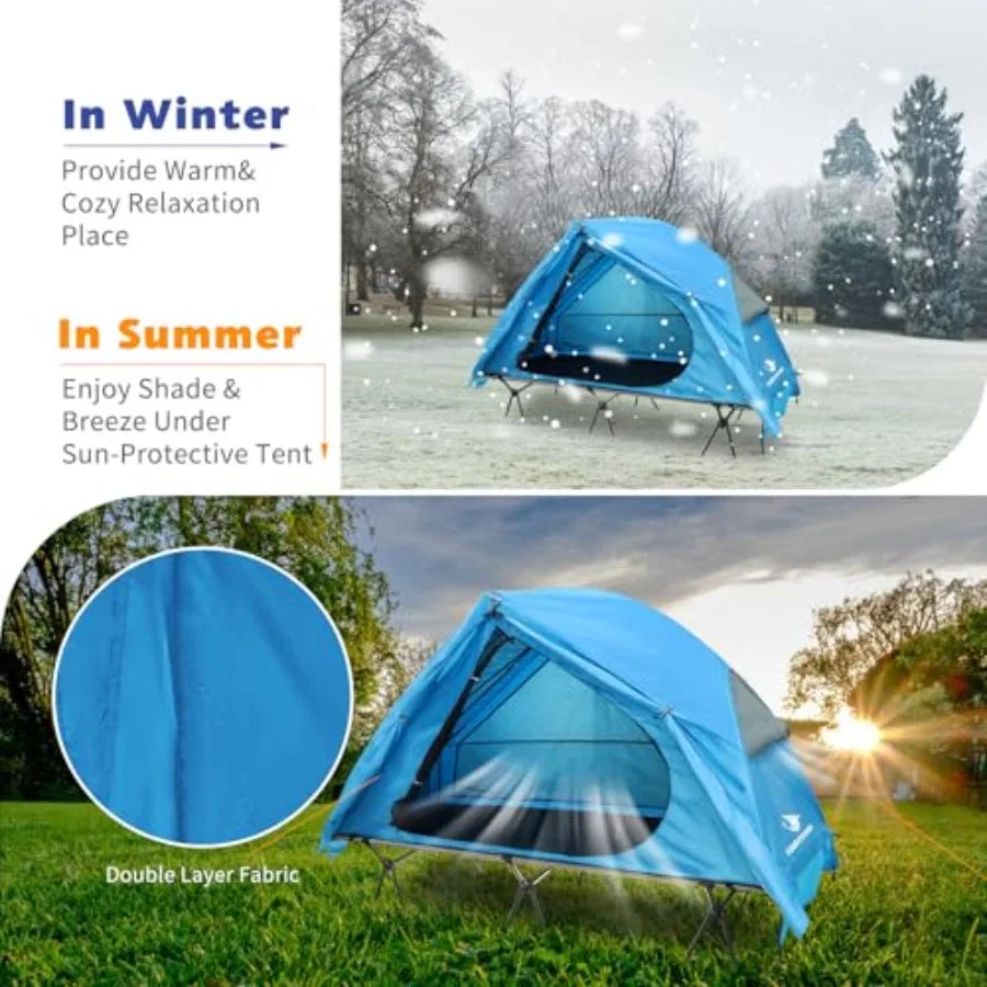 4-in-1 Camping Cot Tent Foldable Elevated Tent Set for 1 Person to Use Elevated Camping Bed Tent for Outdoor Hiking Camping