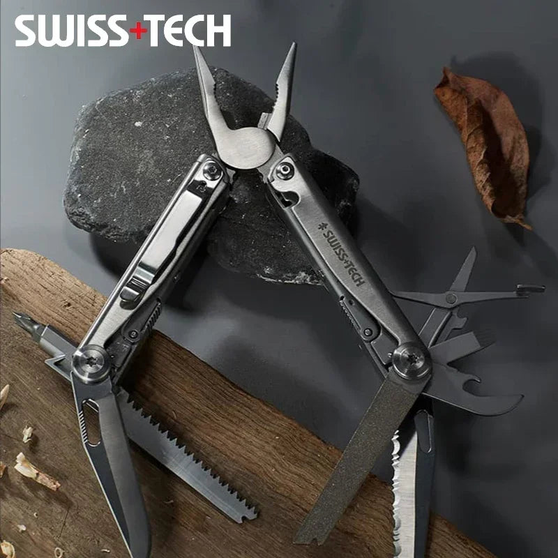 SWISS TECH 18 in 1 Multitool Pliers Folding Multi-functional Combination Tool Pocket Knife Portable EDC Outdoor Equipment