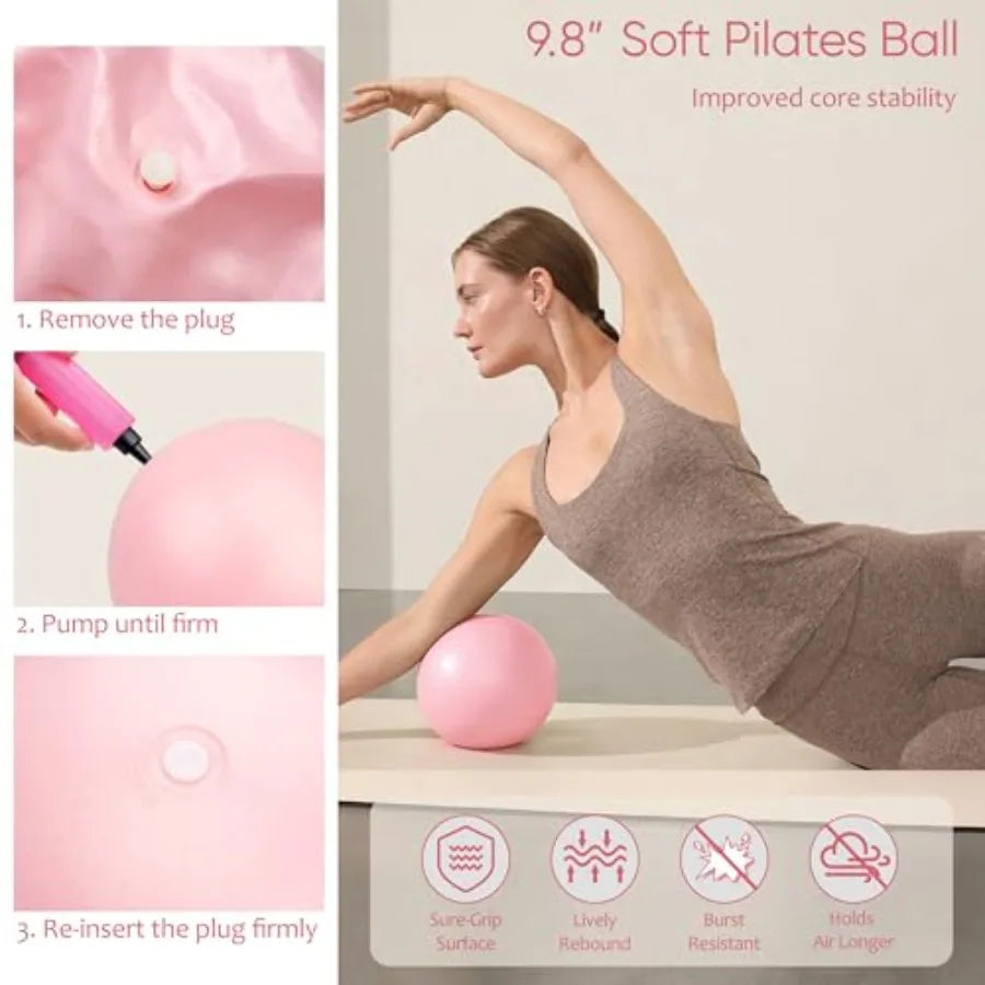 Pilates Kit 18PCS for Women Home Workouts Pilates Equipment with 14.5 Ring and Ball 7 Resistance Bands Ankle Weights Sliders Gr