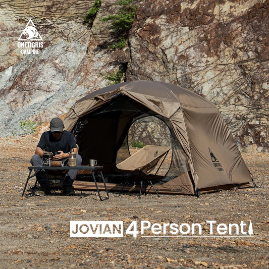 OneTigris JOVIAN Camping Tent 3-Season 4-Person Dome Tent Outdoor Backpacking Shelter With Tent Bottom Waterproof Floor Mat