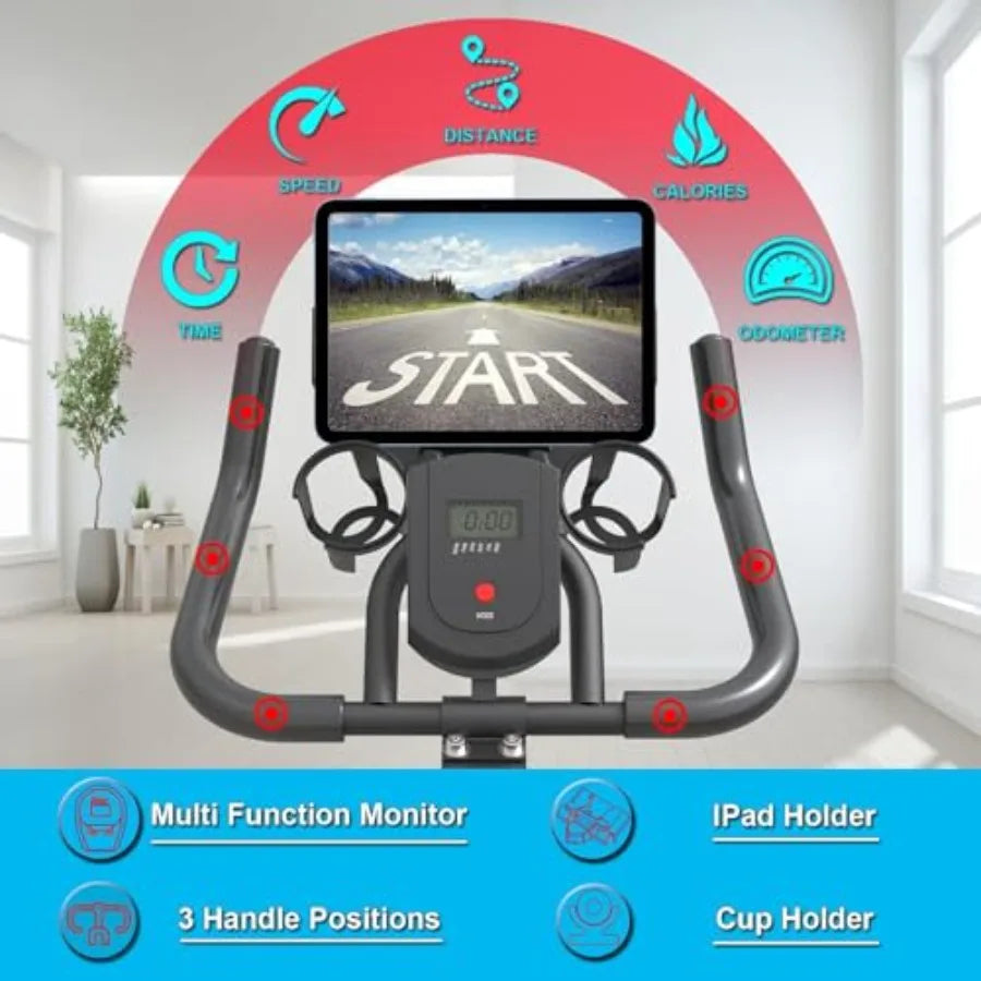 Exercise Bikes StationaryExercise Bike for Home Indoor Cycling Bike for Home Cardio Gym Workout Bike with Mount LCD Monitor Sil