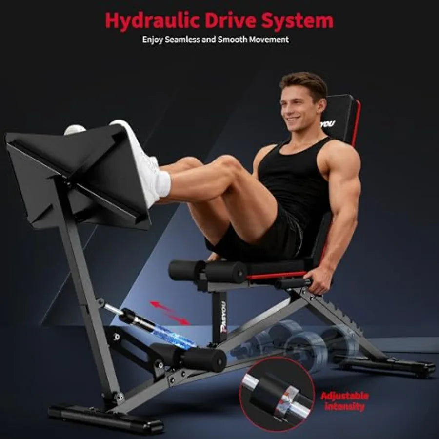 Leg Press Machine Adjustable Weight Bench with Leg Extension 1300LBS Weight Capacity Home Gym Full Body Exercise Leg Workout Eq