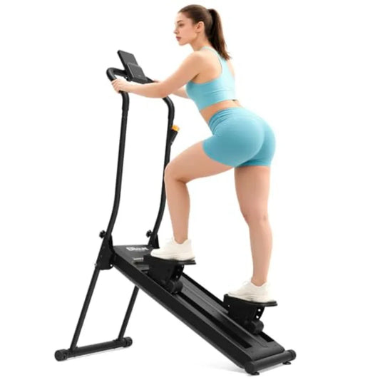 ERGOLIFE Foldable Stair Stepper with 6-Level Adjustable Resistance for Home Gym 350lbs Capacity Cardio Stair Climber in Black w
