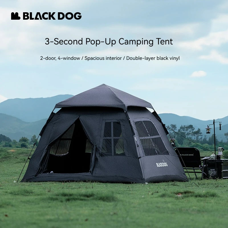 BLACKDOG Black Dog Tent - Portable Foldable No-Setup Blackout UV Protection Camping Overnight Gear Set