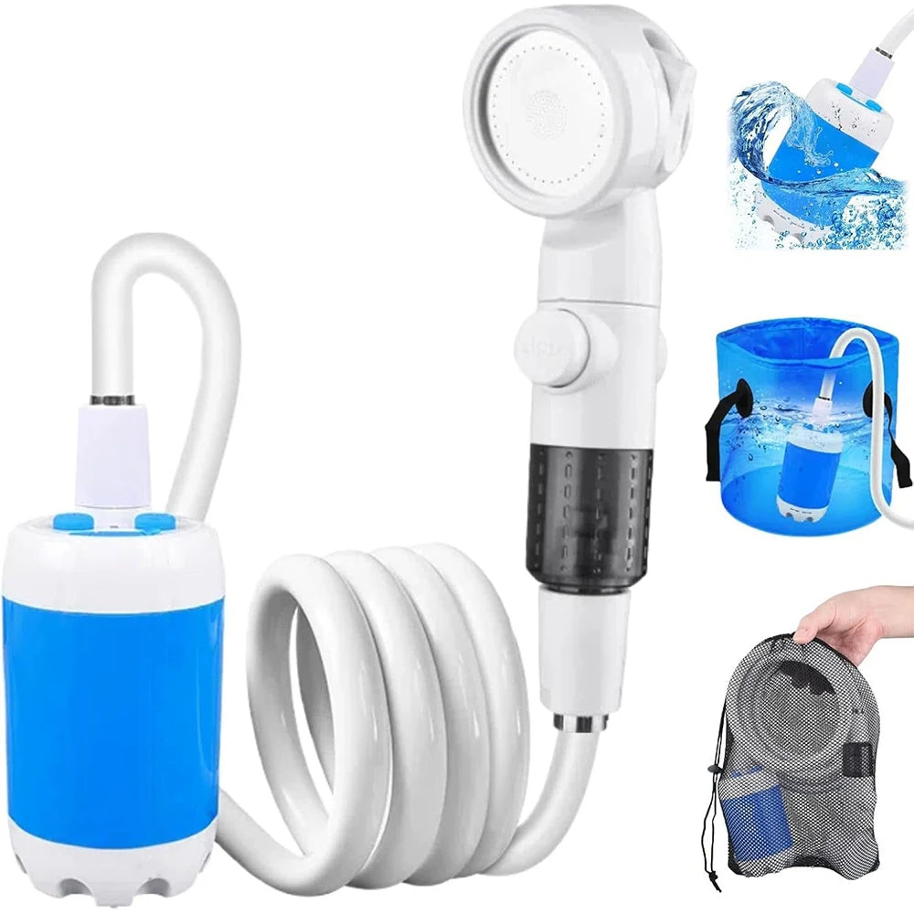 Rechargeable Portable Outdoor Shower Handheld Pump for Camping Hiking Travel Beach Pet Bath Car Washing Watering Cleaning