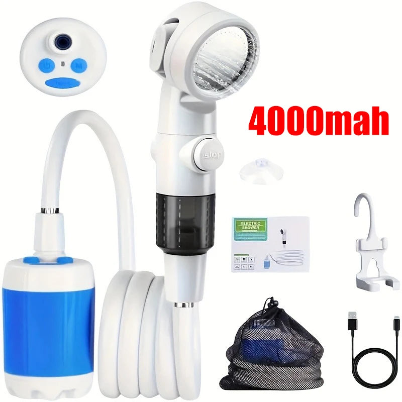 Rechargeable Portable Outdoor Shower Handheld Pump for Camping Hiking Travel Beach Pet Bath Car Washing Watering Cleaning