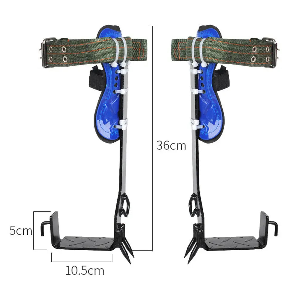 Adjust Tree/Pole Climbing Spike Set 2 Gear Safety Belt Rope Lanyard w/ Carabiner