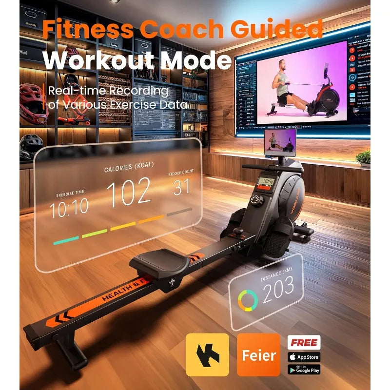 YOSUDA Magnetic Machine 350 LB Weight Capacity - Rower Machine with Bluetooth, App Supported, Tablet Holder and Seat Cushion