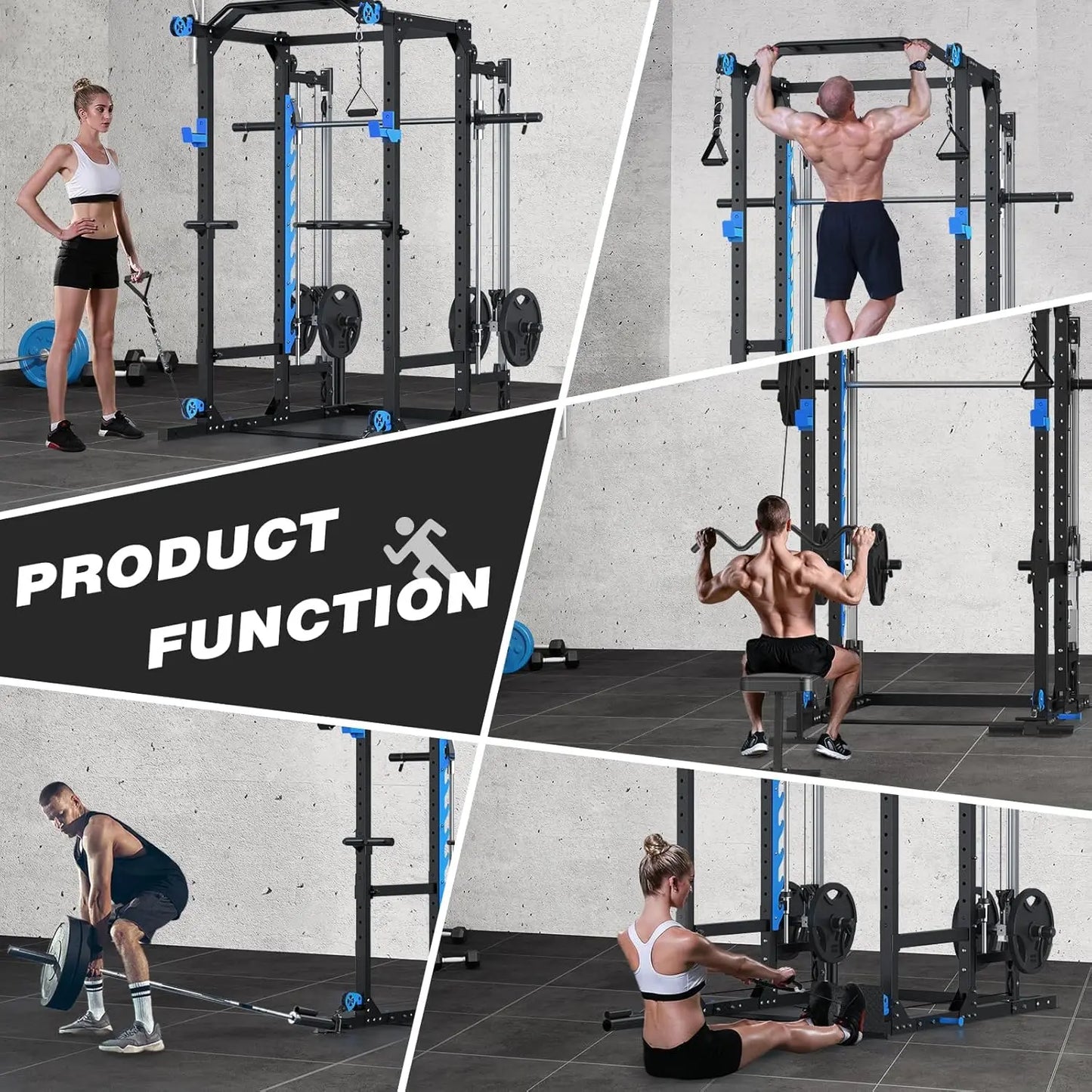 Power Cage with Cable Crossover/Smith Machine System LAT-Pull Down System Power Rack Squat Rack Training, Customized