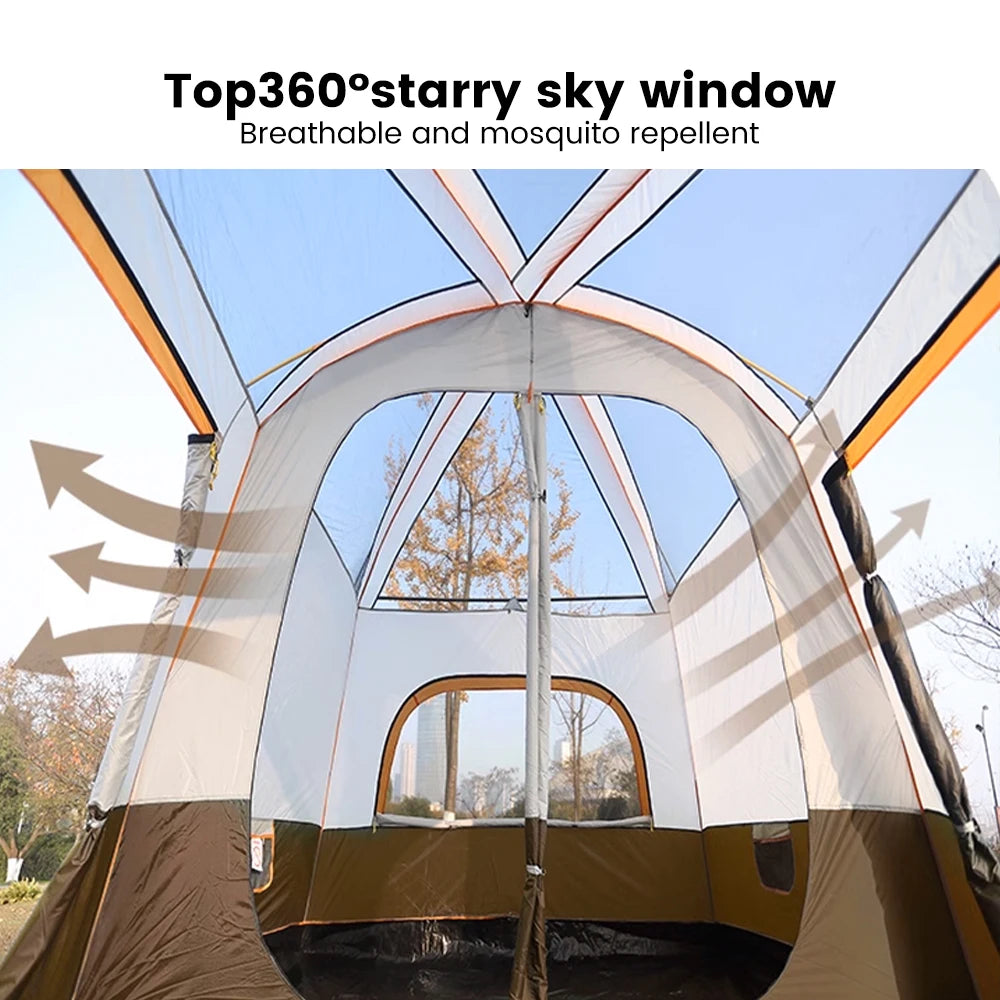 Family Camping Tent 8-12 Person 2 Room with Mosquito Net Sun Roof Instant Pop Up Windproof Large Outdoor Tent for Backyard