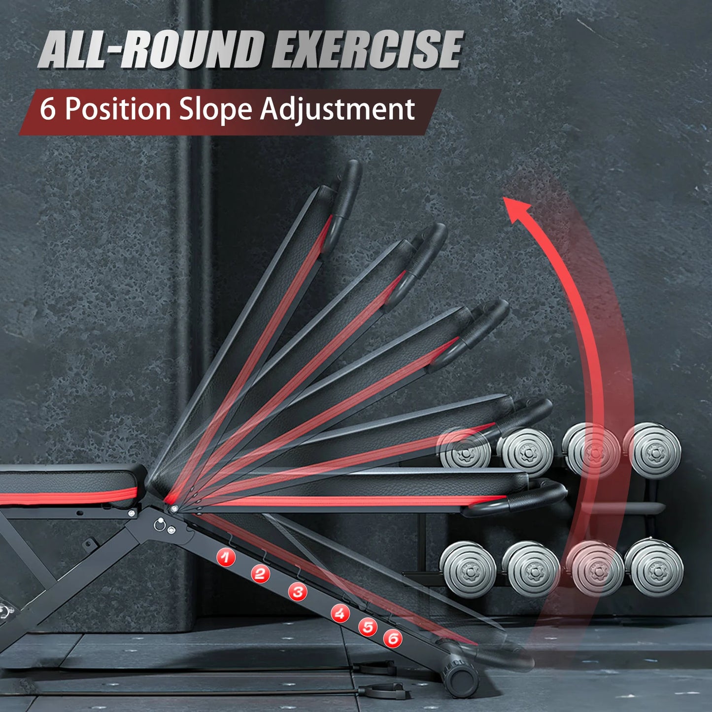 Foldable Weight Bench Dumbbell 14-in-1 Pre-Assembled 6 Adjustable Workout Bench 1000 lbs Capacity for Home Gym Full Body Fitness