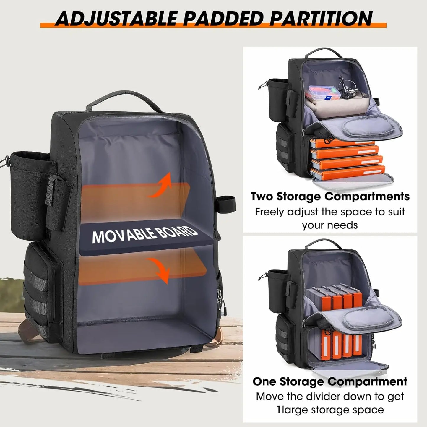 Waterproof Fishing Backpack with Rod Holders & Cooler, 40L Tackle Storage for Gear and Rain Cover