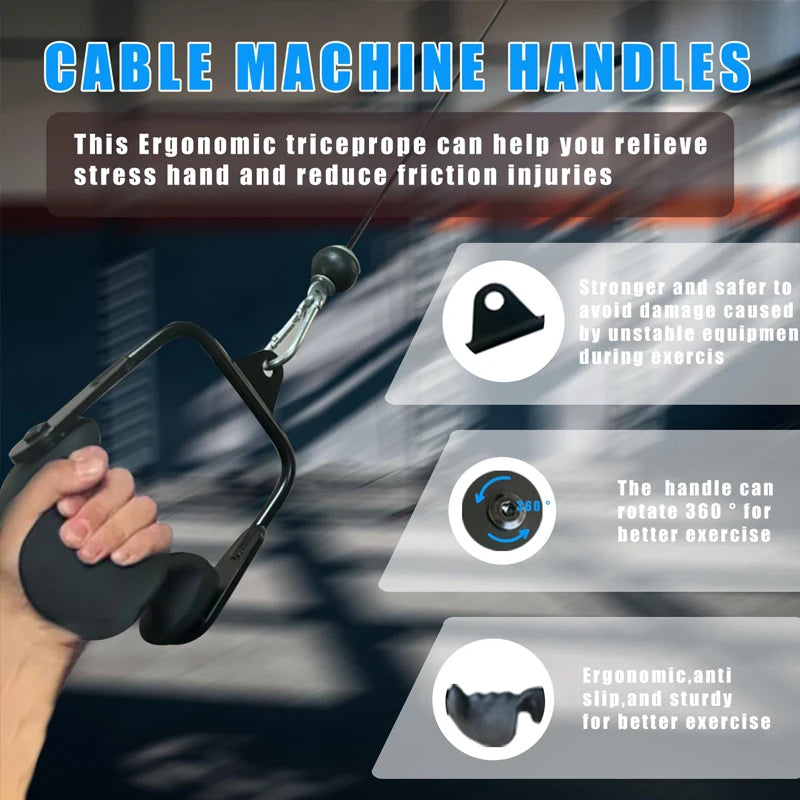 Ergonomic Tricep Rope Pulldown Attachments for Cable Machine - Lat Pull down Bar Tricep Workout Accessories