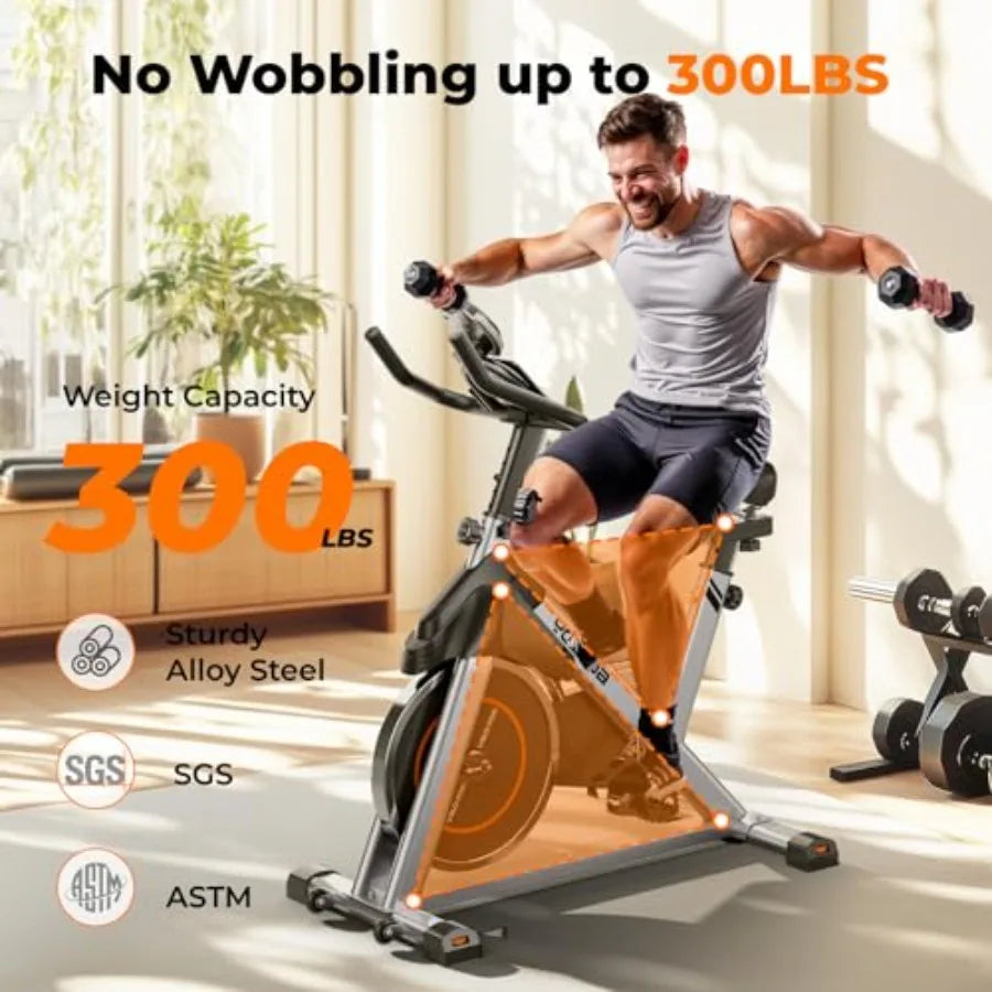 Magnetic Exercise Bike for Home 350 LBS Ccity Brake Pad Stationary Bike Indoor with Exclusive App and Fitness Courses for Weigh