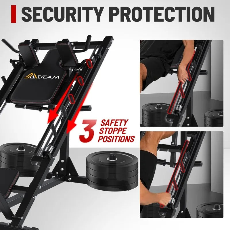 Leg Press Hack Squat Machine,Leg Press Machine with Linear Bearing 45-Degree Hack Squat Machine for Gym Home Lower Body St