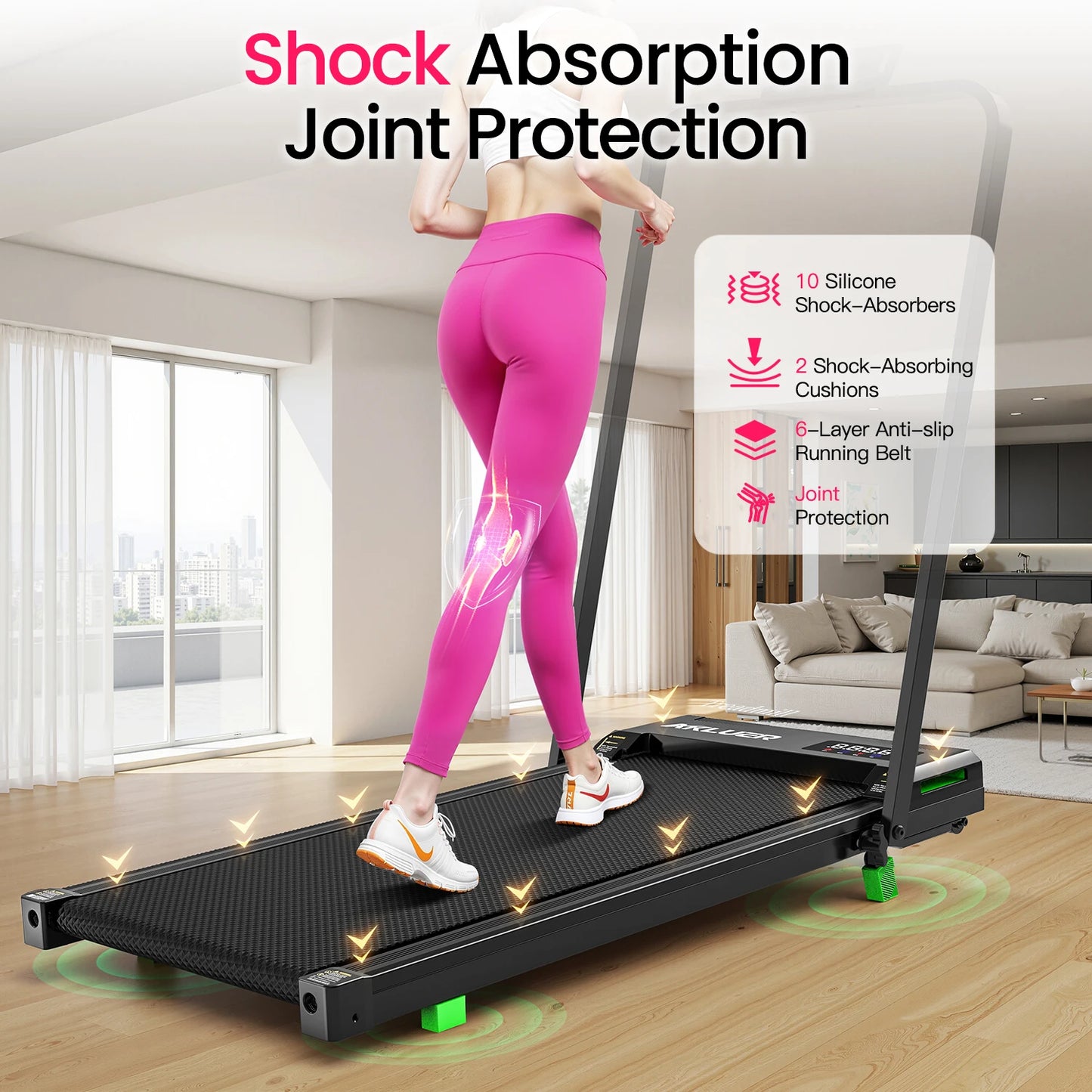 Akluer Walking Pad Treadmill with Incline, Portable Under Desk Brushless Treadmill 330lbs Capacity, 2.5hp Brushless Motor
