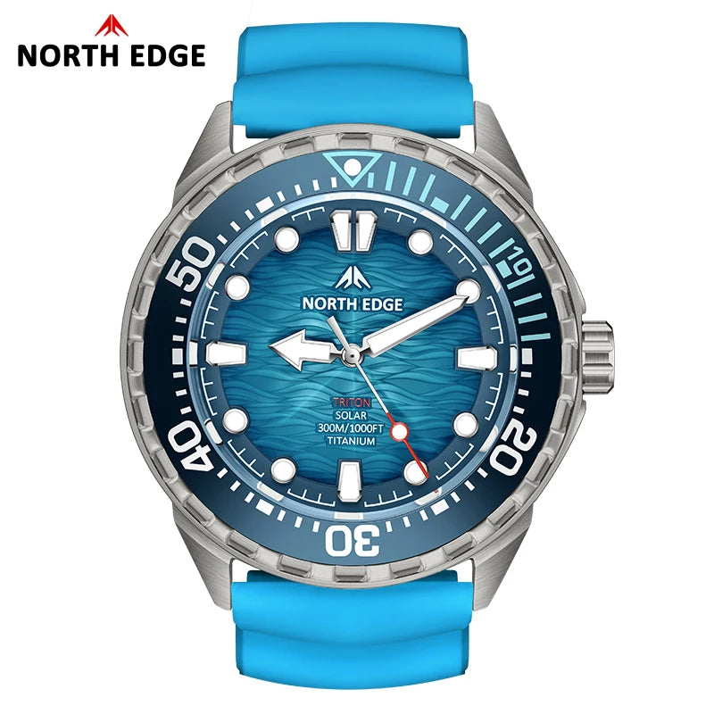 NORTH EDGE TRITON-Ti smartwatch Solar Powered Dive Watch Titanium Alloy Case Men Luxury Quartz Watches For Men Waterproof 300M