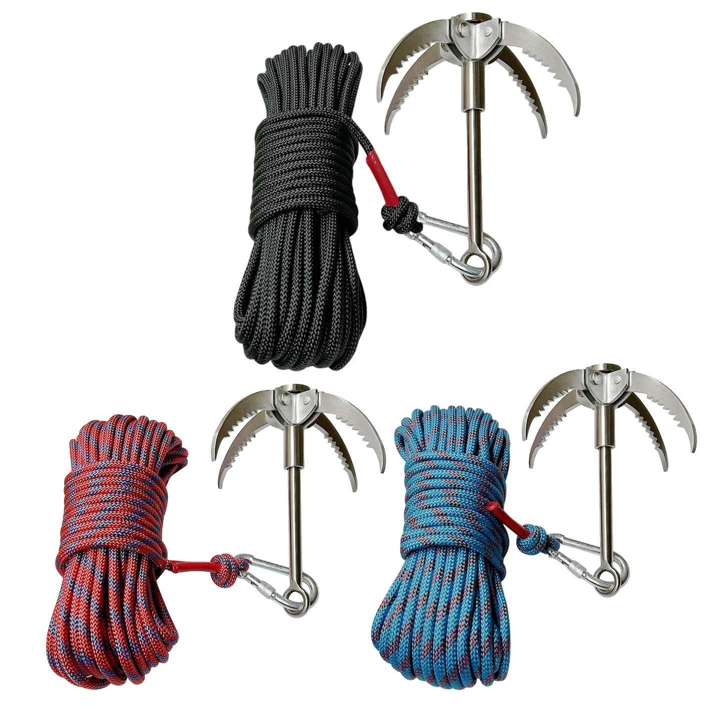 Outdoor Grappling Hook Anti-Slip Survival Rock Climbing Hook 20M Stainless Steel Flying Tiger Claw for Outdoor Hiking