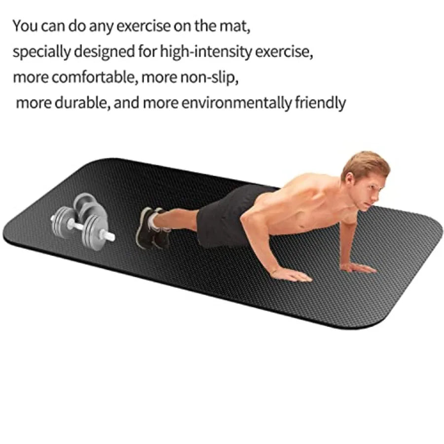Large Exercise Mat for Home Gym with Non-Slip Rubber Surface Black Durable Workout Mat for Treadmill Exercise Bike Yoga Weightl