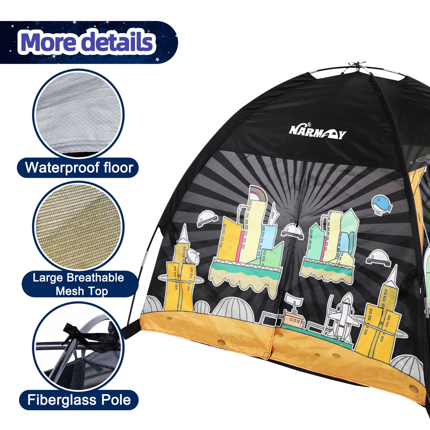 Kids Play Tent - Imaginative Popup Space Tent for Indoor Outdoor Fun - Galaxy Dome Playhouse for Boys & Gir - 122 x 122 x 102 cm