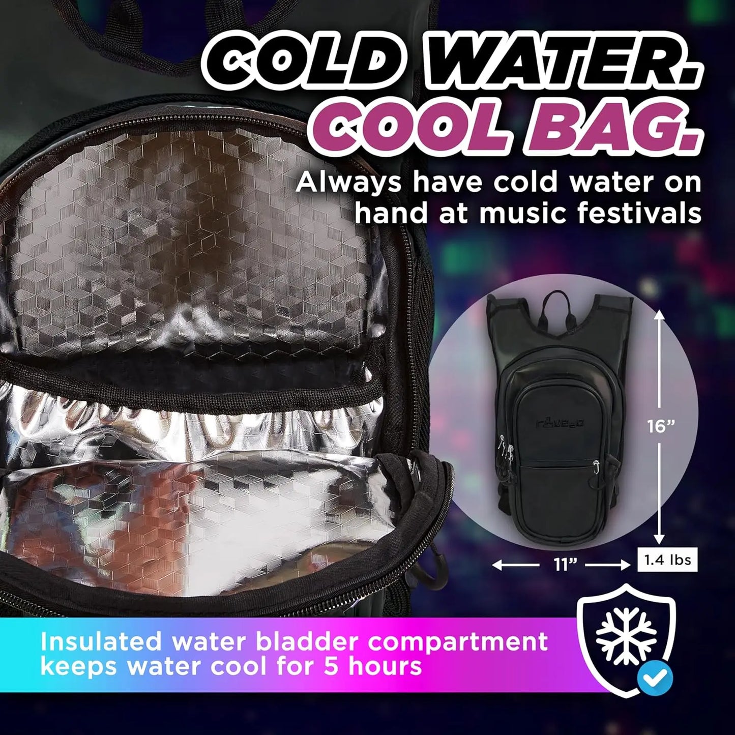 Anti-Theft Hydration Backpack with 1.5L Leakproof Bladder, Insulated for Festivals and Outdoor Activities