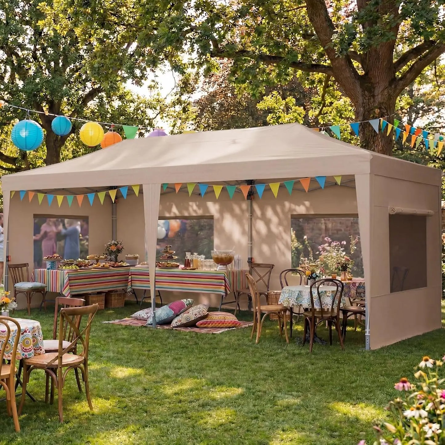 10x20 Pop up Canopy Tent with Sidewalls Windows Waterproof for Outdoor Party Wedding, Custom