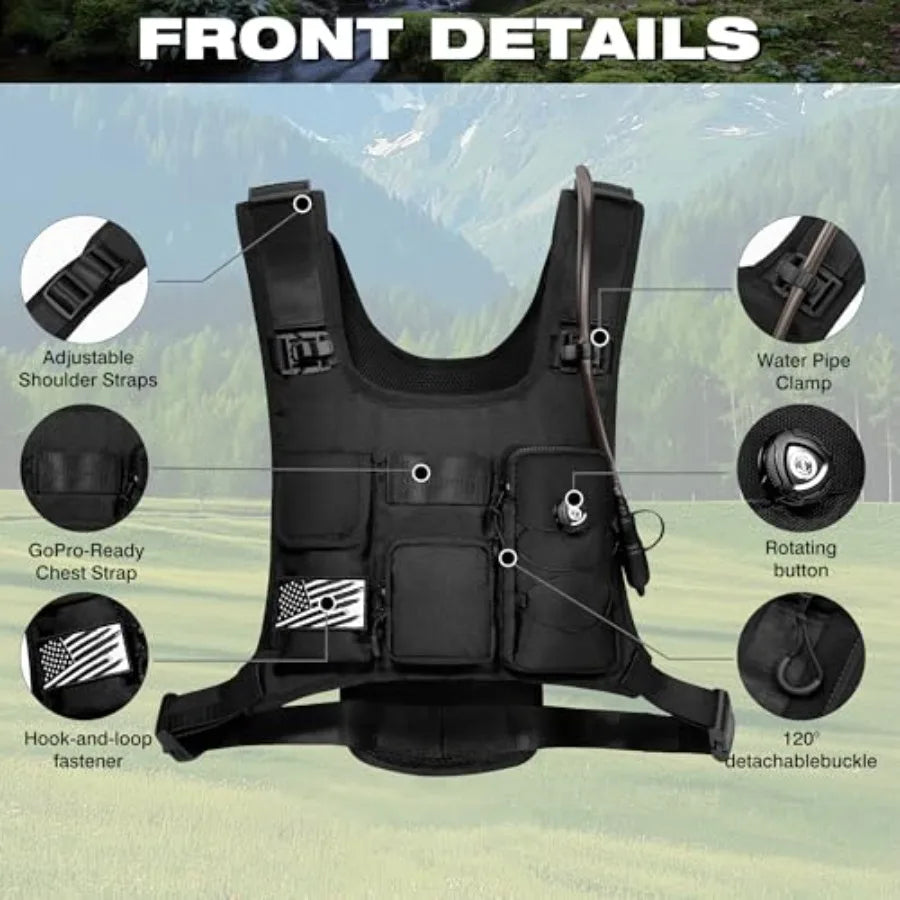 Hydration Backpack Vest Bag Lightweight Adjustable Pack with 2L Water Bladder Chest Bag for Hiking Cycling Hunting Climbing for