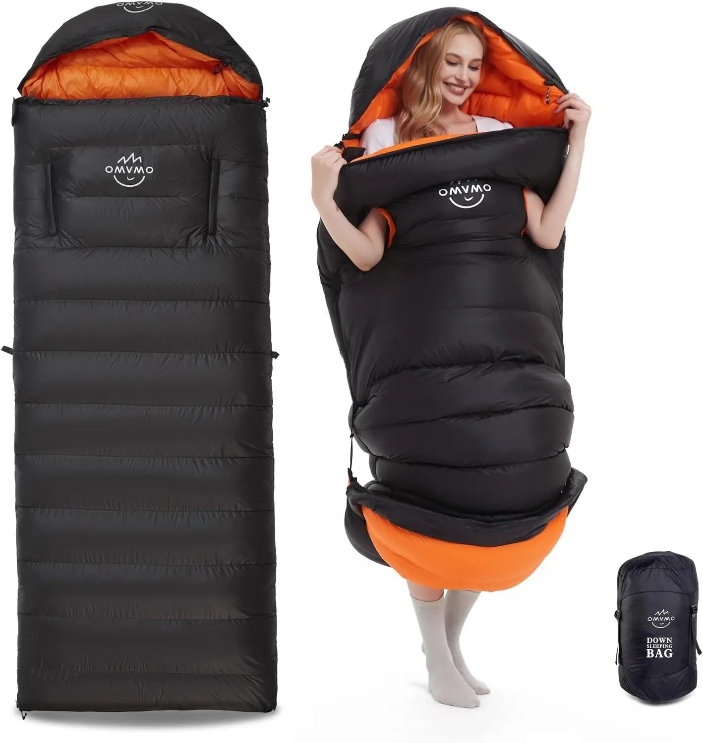 4 Season Ultralight Down Sleeping Bag for Adults with Arm Holes, Wearable for Backpacking Camping