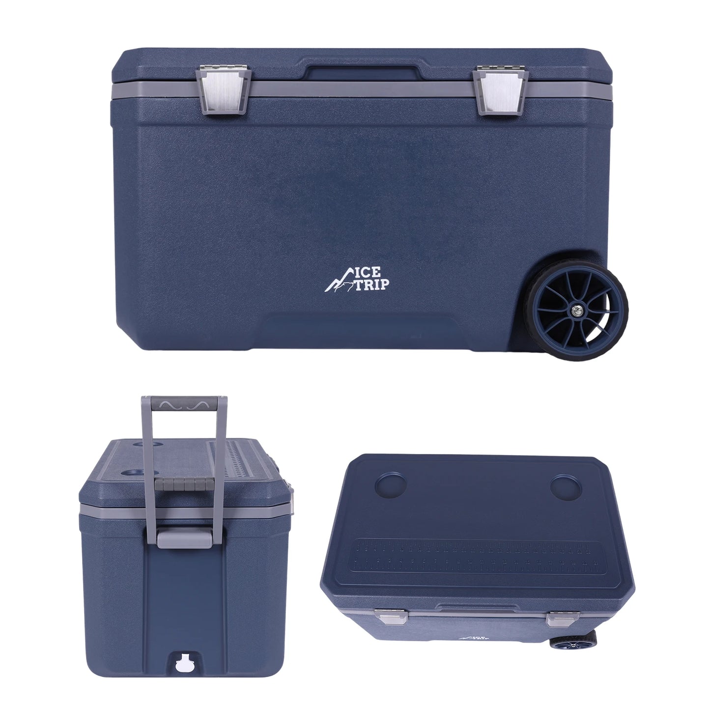 72L Ultra-Light Wheeled Cooler Hard Insulated Portable Ice Chest Box for Beach/Drink/Beverage/Camping/Picnic/Fishing//Barbecue