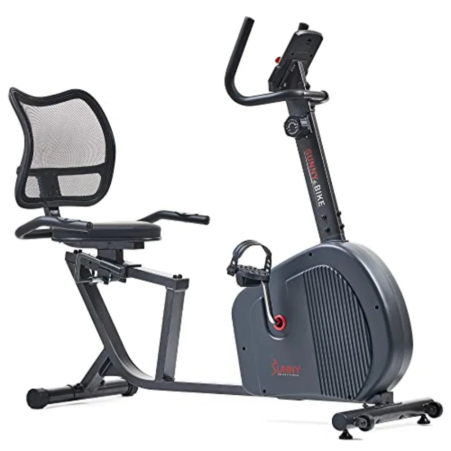 Smart Recumbent Exercise Bike with Adjustable Cushion Seat Mesh Back-Rest for Home Training Magnetic Resistance Belt-Drive for