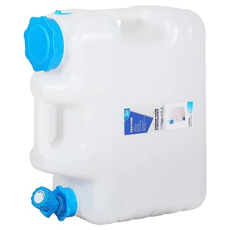 4.9 Gallon/18.5L Portable Water Container with Spigot Water Storage Carrier for Camping Outdoor Hiking Backpacking BPA Free Whi