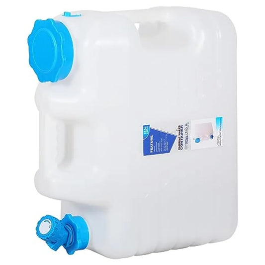 4.9 Gallon/18.5L Portable Water Container with Spigot Water Storage Carrier for Camping Outdoor Hiking Backpacking BPA Free Whi