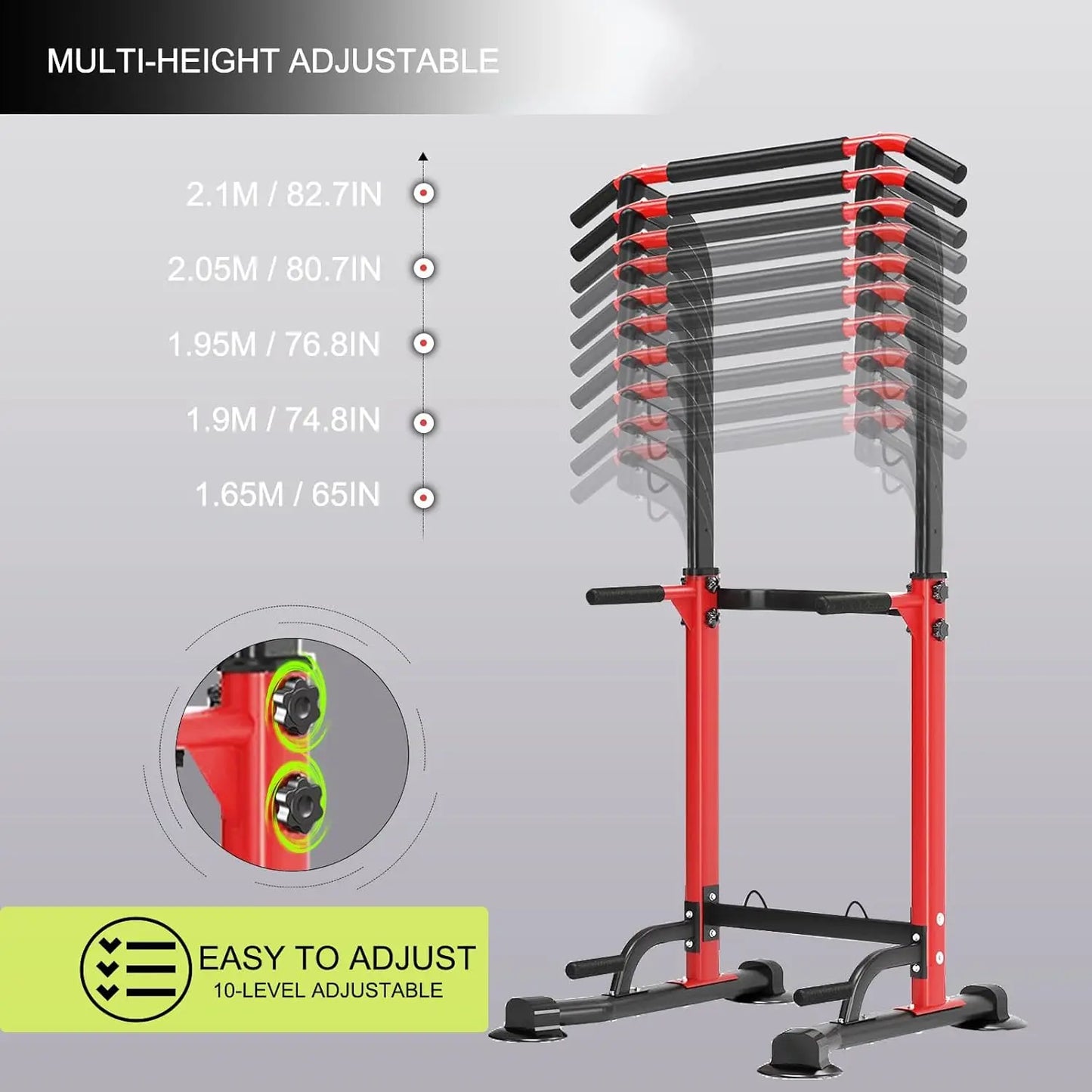 Adjustable Height Power Tower Pull Up Bar Dip Station Home Gym Equipment for Strength Training