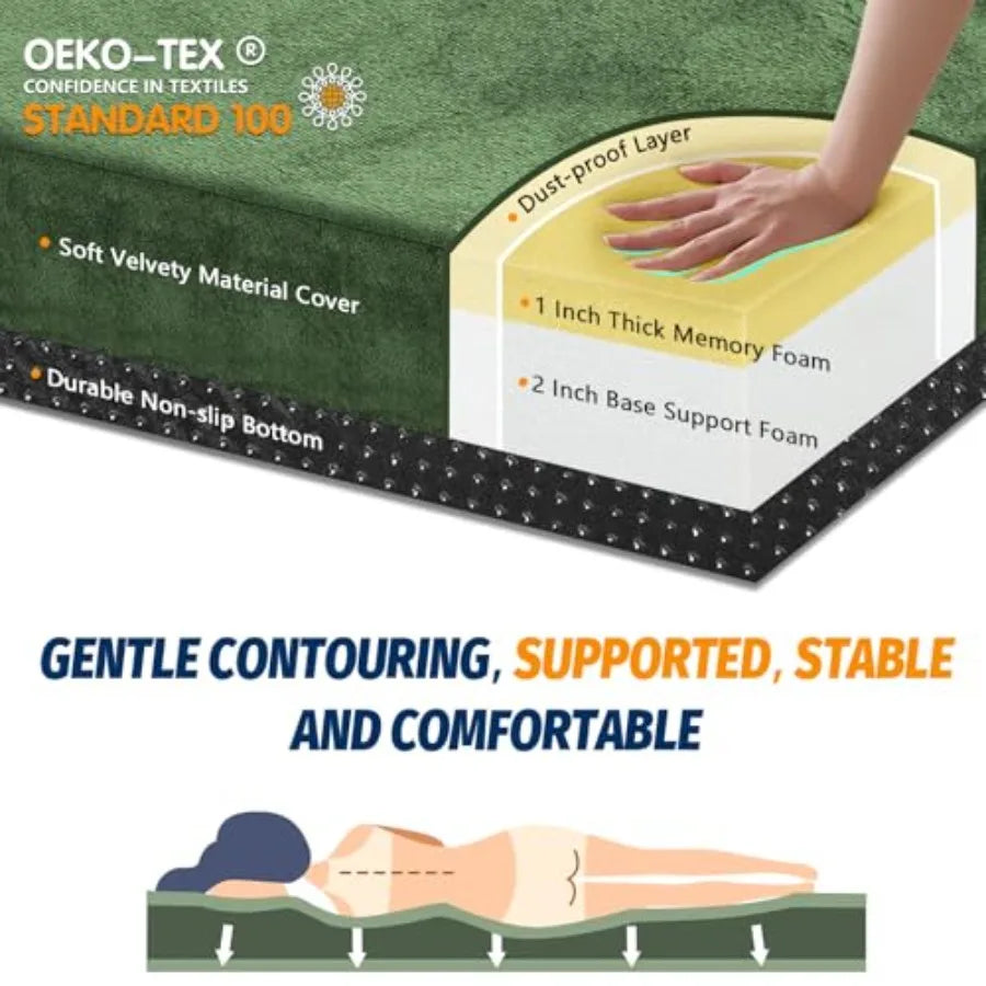 Memory Foam Camping Mattress Pad CertiPUR-US Sleeping Mat Portable Roll Up Mattress for Adults Camping Bed Pads for Sleepover C