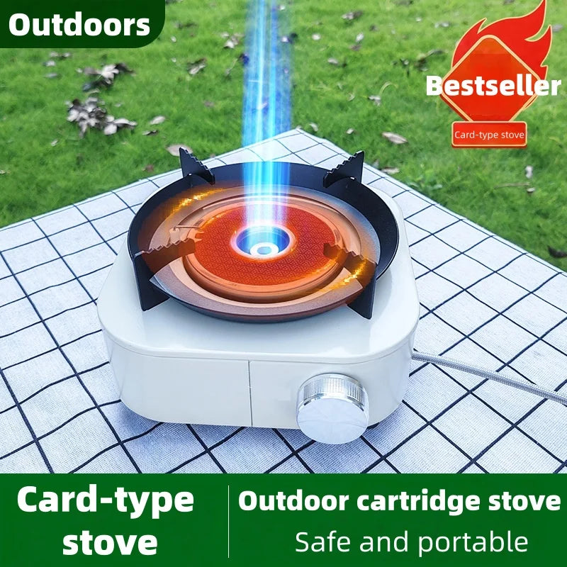 Outdoor portable gas stove, infrared energy-saving intense flame, wind-proof, detachable cartridge type stove, camping hot pot