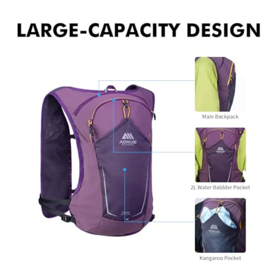 Running Hydration Vest for Men and Women 8L Hydration Backpack Multiple Pocket Designs for Water Bottles/Bladders Lightweight B