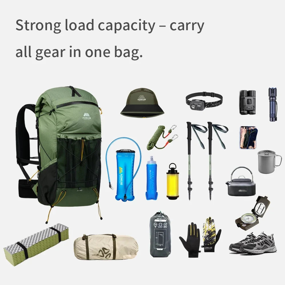 AONIJIE 42L Large Capacity Hiking Backpack Camping Backpack with Rain Cover Lightweight Travel Bag Backpacking Backpack FH2542