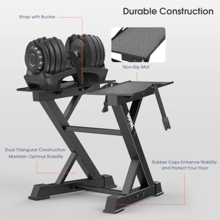 Adjustable Dumbbell Rack Heavy Duty Home Gym Dumbbell Storage Stand Holder Steel Black