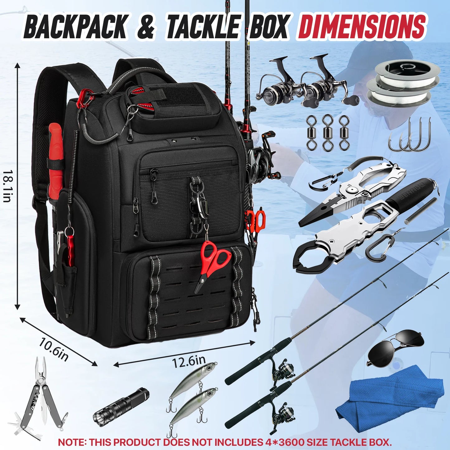 Multifunctional Fishing Tackle Backpack Fishing Tackle Storage Bag Lightweight Tackle Box for Outdoor Fishing Hunting Hiking