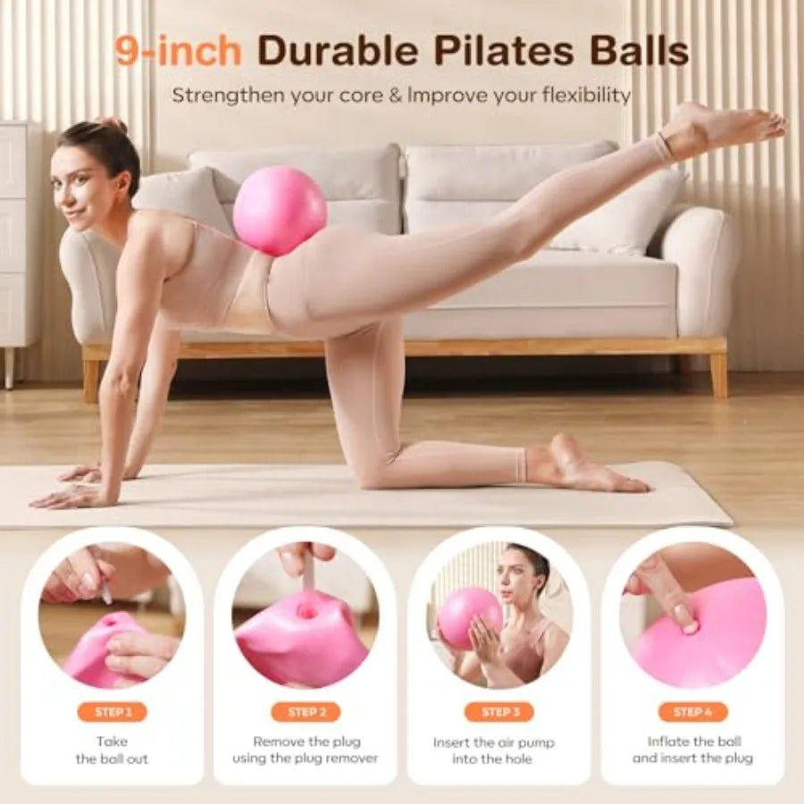Pilates Kit 13Pcs Home Pilates Essentials Workout Kit with 13 Ring 10 Ball and Resistance Bands for Women at Home Pilates Equip