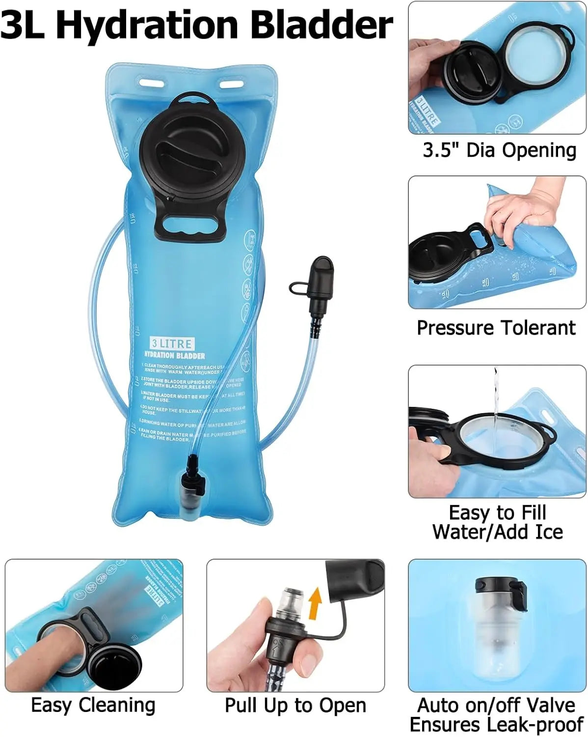 Hydration Backpack with 3L Water Bladder, 22L/25L Lightweight Pack for Hiking Cycling