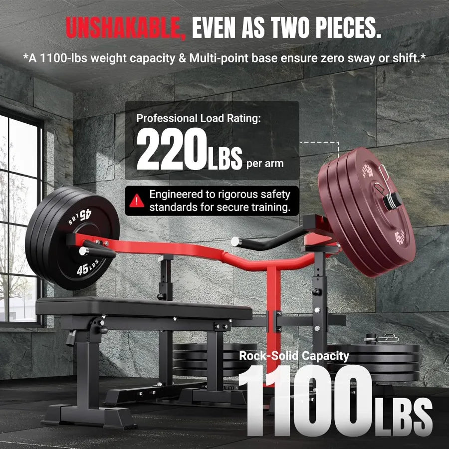 Chest Press Machine 1100LBS Bench Press Machine with Separate Press Station Adjustable Weight Bench Independent Converging Arms
