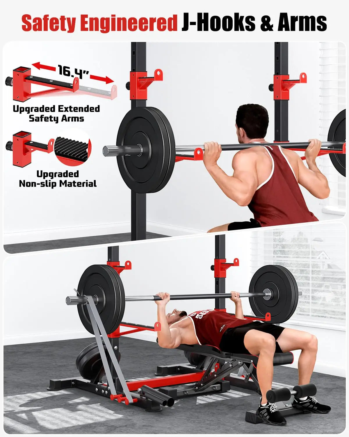 Smith Machine & Squat Rack Combo, Multi-Functional Power Racks with Adjustable Width & Pull-Up Bar, Cable Crossover, Customized