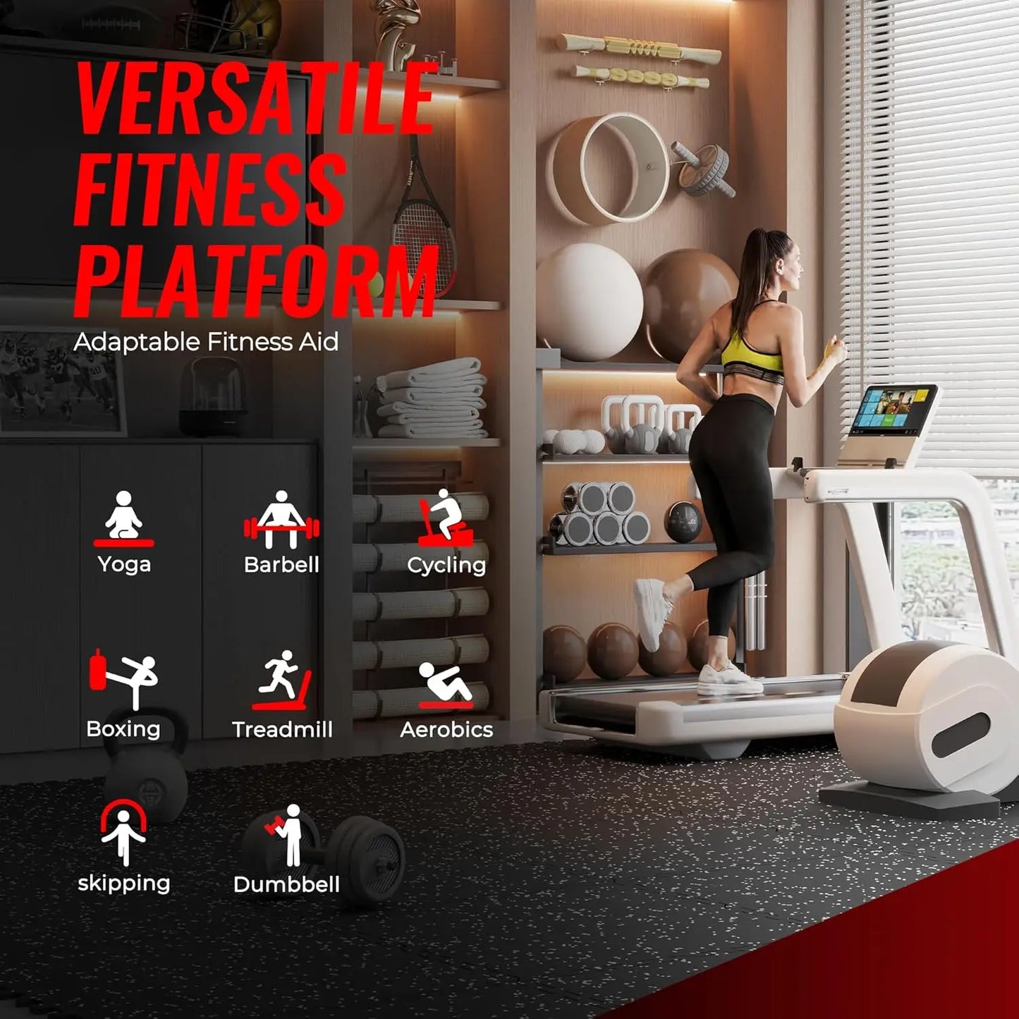 Extra-Thick 0.79'' Interlocking Gym Floor Tiles, 18 Pcs EVA Foam Rubber Top Mats for Home Workout, Black/Grey