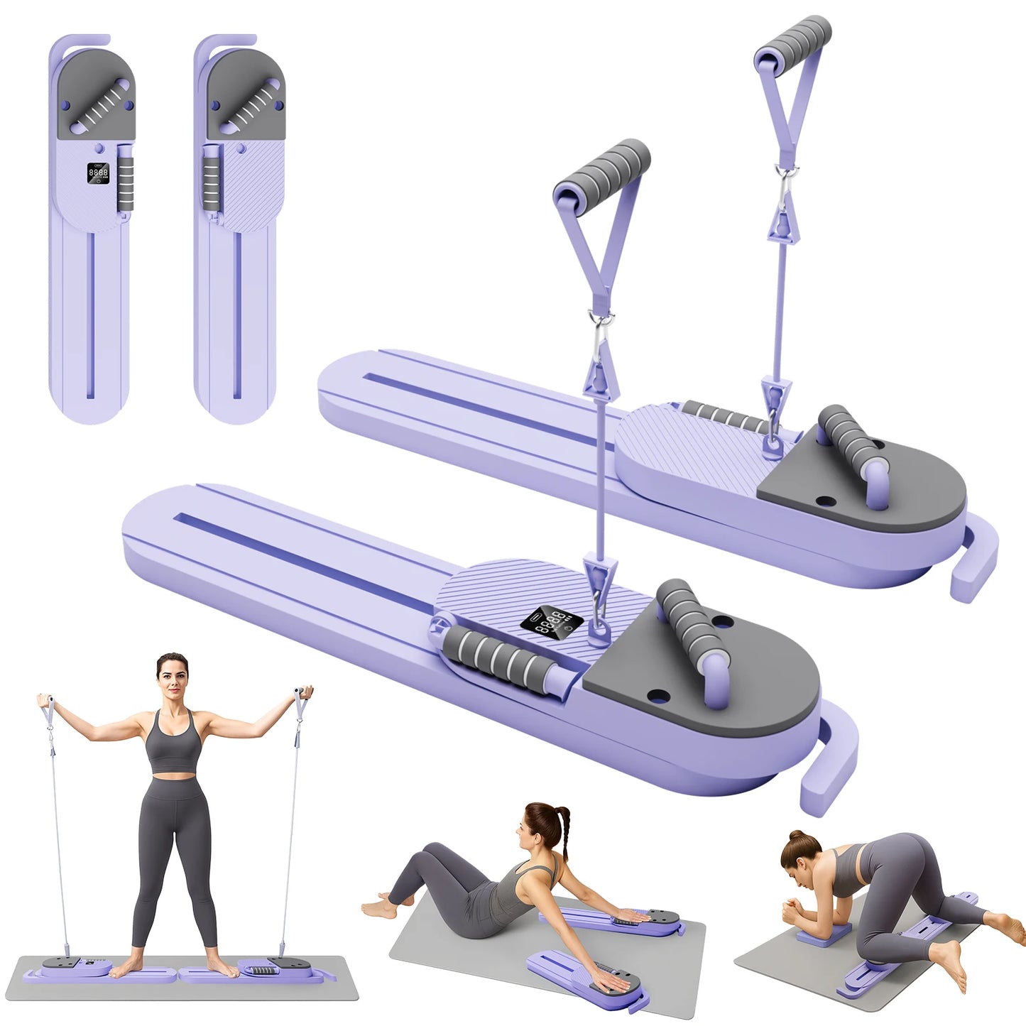2 In 1 Ab Board Dual-track Split Hangable Design Pilates Toning Detachable Resistance Bands Abdominal Core Strength Training