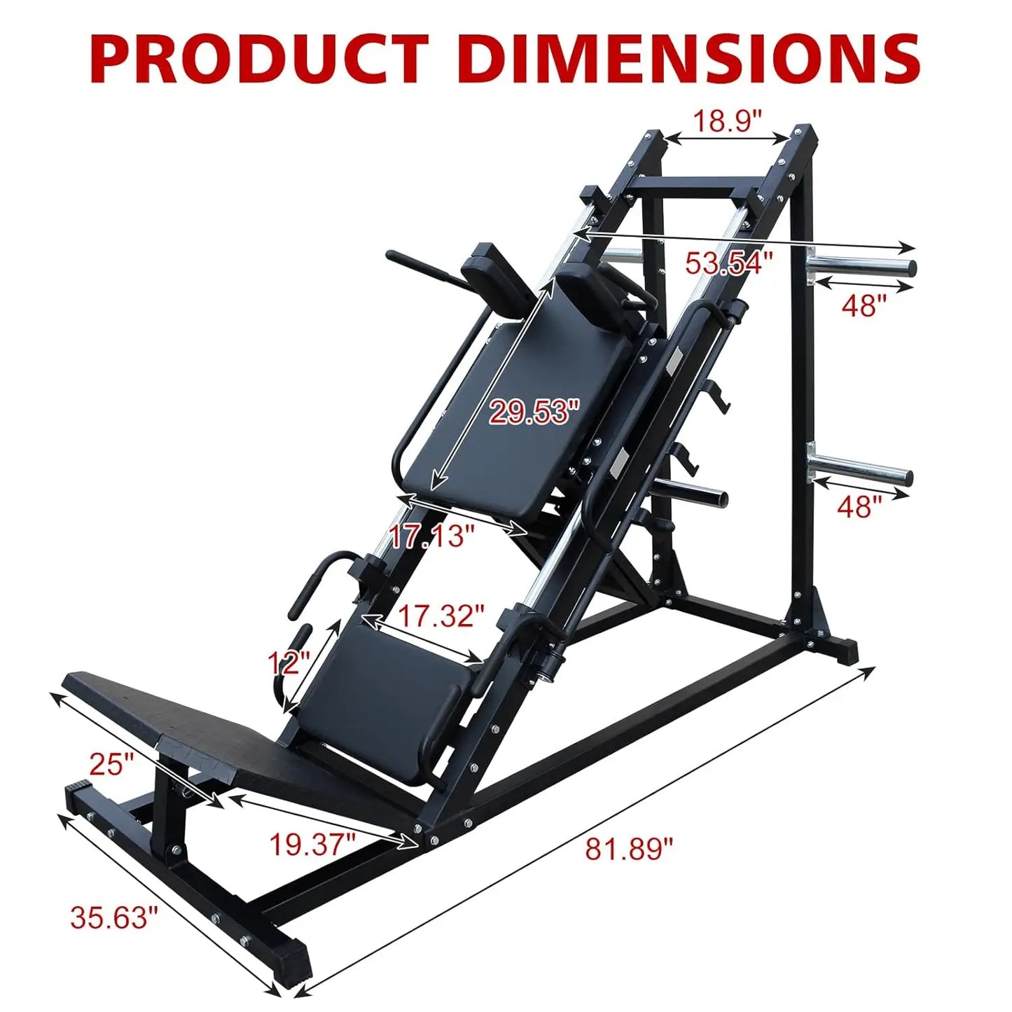 Leg Press Hack Squat Machine, Professional Adjustable Leg Press Machine for Home Gym with Linear Bearing, Specialty, Customized