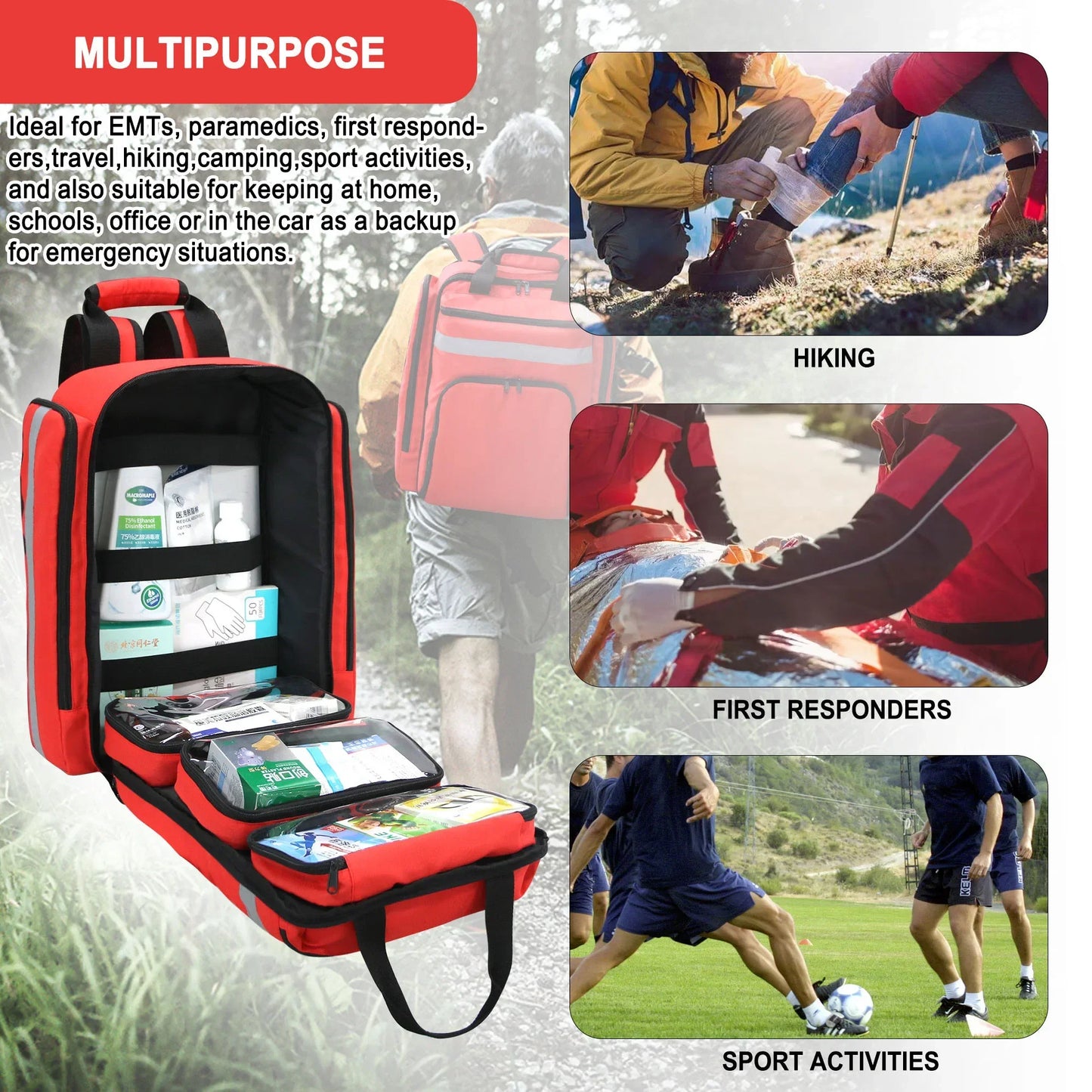 Foldable First Aid Kit Emergency Rescue Backpack Disaster Relief Bag Large Capacity Classified Storage Survival Kits Medical Bag