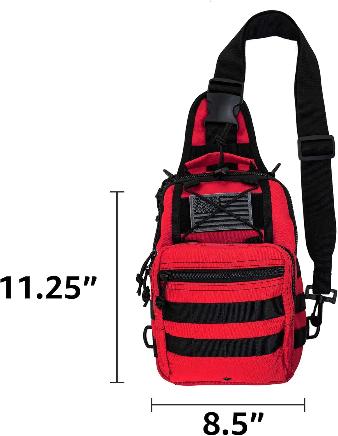 Tactical EMS Sling Backpack for First Aid & Outdoor Rescue, Adjustable Strap, Red