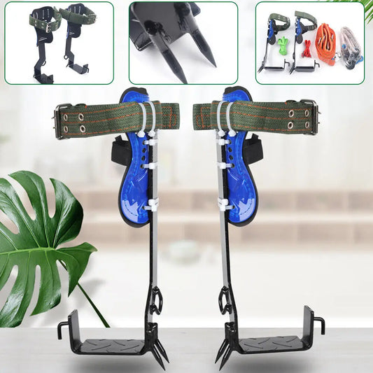 Adjust Tree/Pole Climbing Spike Set 2 Gear Safety Belt Rope Lanyard w/ Carabiner